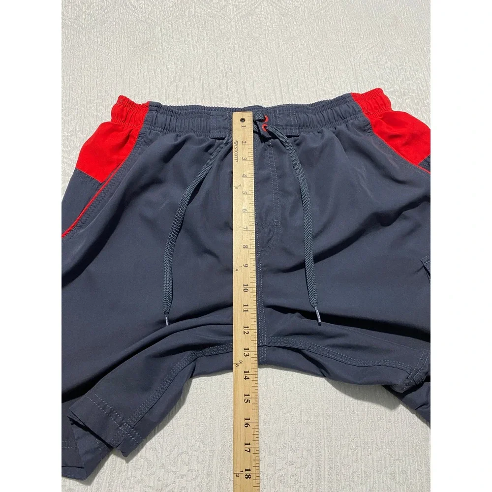 Speedo Mens XL Navy Blue Red Colorblock‎ Board Shorts Swim Trunks Cargo Pocket